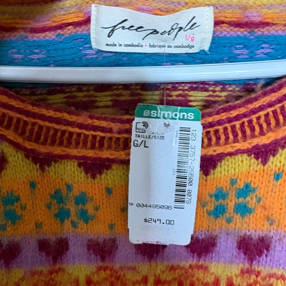 NWT- Free People Multicolor Knit wool Sweater brand new - Picture 2 of 16